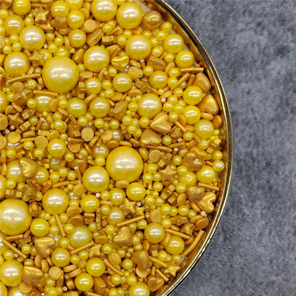 Edible Golden Ball Sprinkle For Cake Baking Edible Mix Gold Sugar Bead For Holiday Cake Decoration