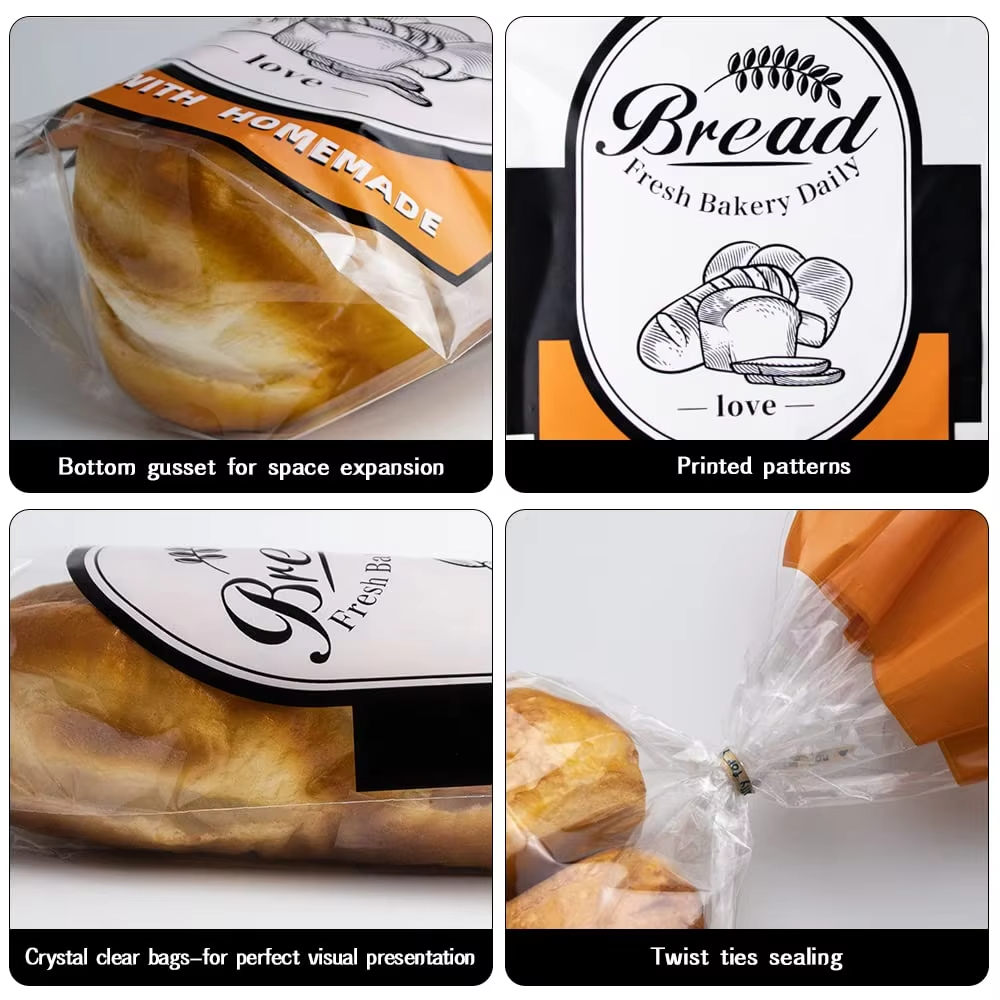 Top Popular Flexible Portable bakery bread side gusset plastic bag with window