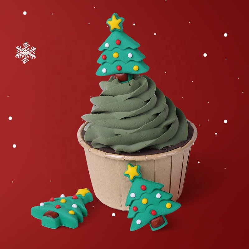 SMETA Solid Decoration Ingredients Green Christmas Tree shape Cake Sprinkles for decorating