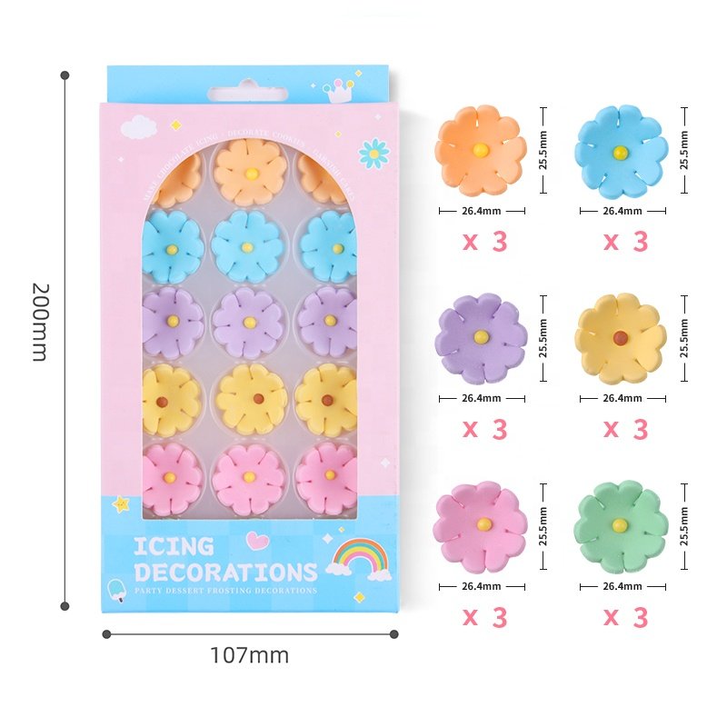 Edible Flowers Daisy Icing Decorations Candy Colourful Biscuit Cake Decorations Sprinkles For Easter Bakery