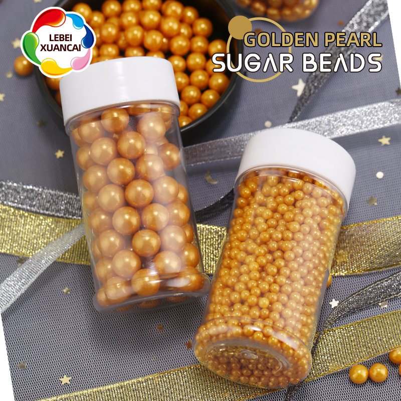 Golden Sugar Beads Nonpareils For Ice Cream And Cupcake Decorated Wholesale Cake Decoration Ingredients Mixes Sprinkles