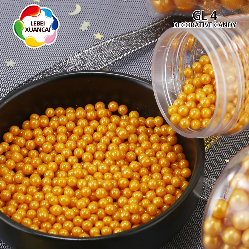 Golden Sugar Beads Nonpareils For Ice Cream And Cupcake Decorated Wholesale Cake Decoration Ingredients Mixes Sprinkles