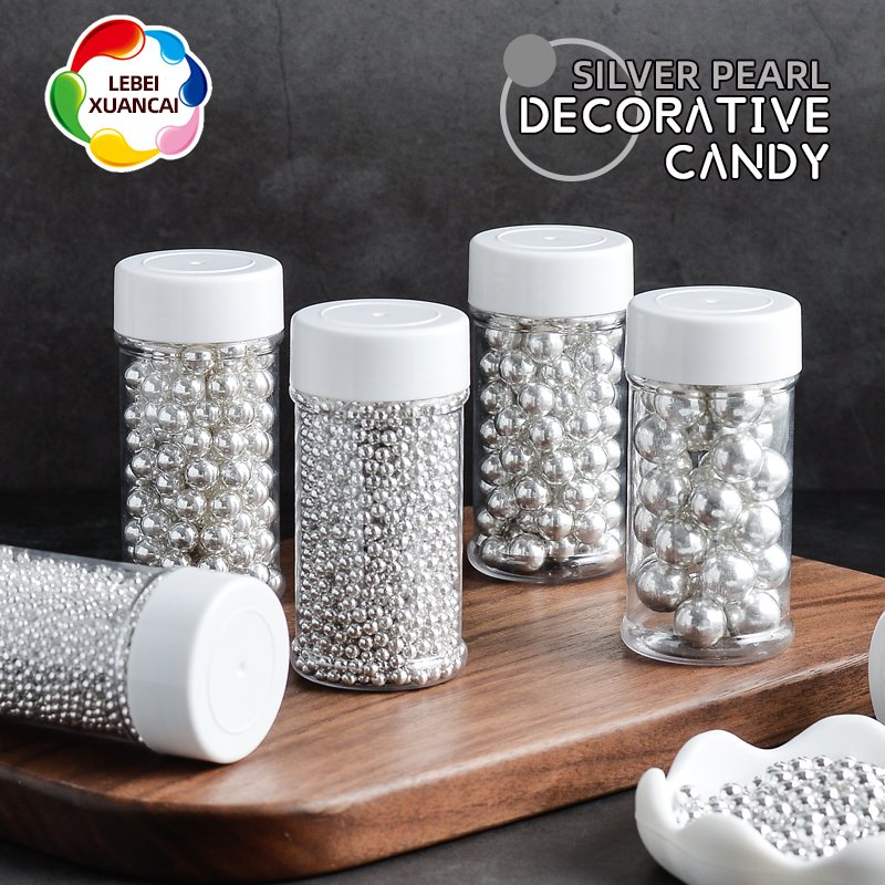 Factory direct mix edible molded candy pearl silver shiny sprinkle rod in 85g bottle bakery decoration ingredients