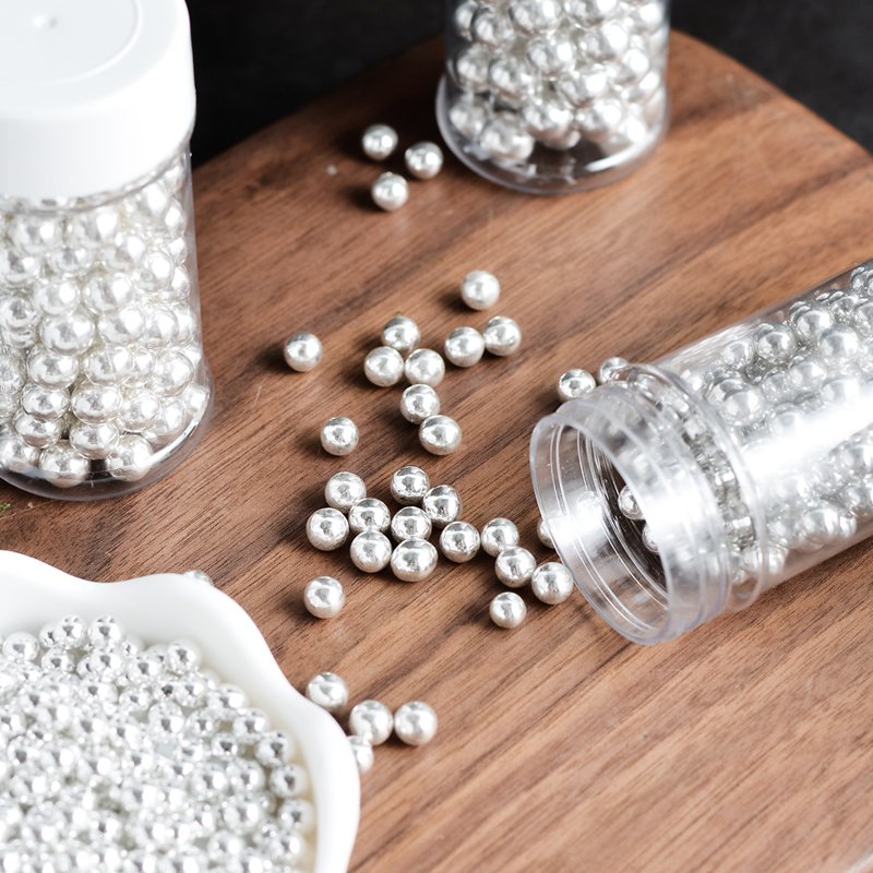 Factory direct mix edible molded candy pearl silver shiny sprinkle rod in 85g bottle bakery decoration ingredients