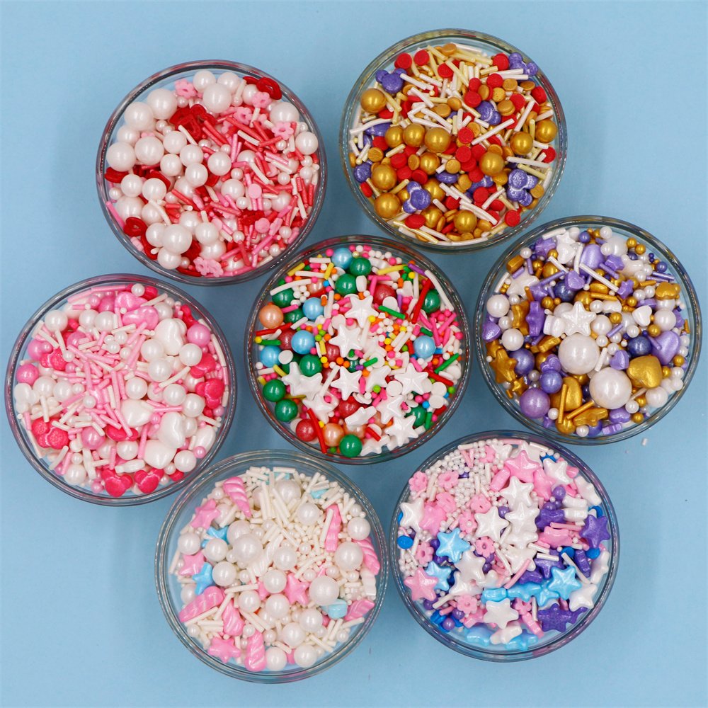 Kaibei Edible Sugar Pearls Star and Flower Edible Sprinkles Sugar Cake Decorations Wholesale for Valentine Cake Decoration