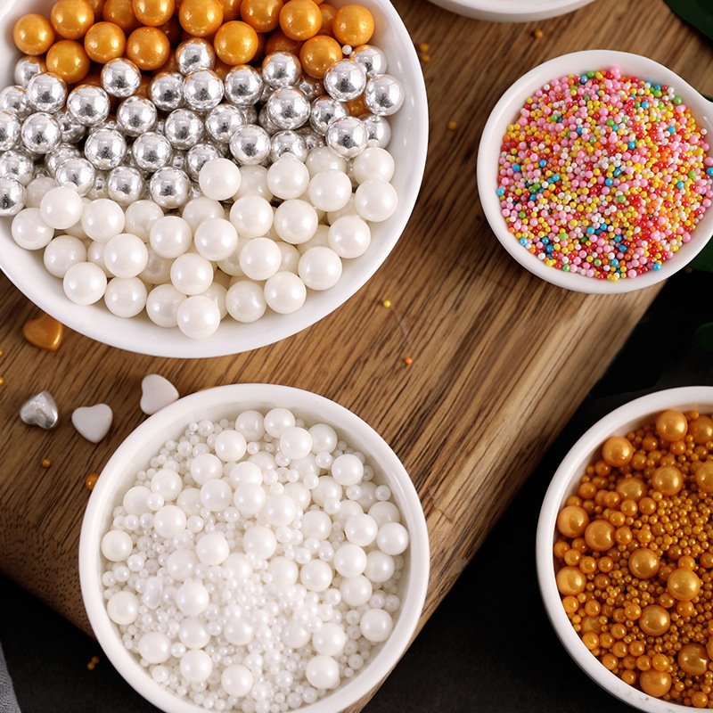 1kg 10mm Dried Polished Gold Balls Cake Beads Flowers Edible Decoration Rainbow Sugar Candle Confetti Madison Jame Sprinkles