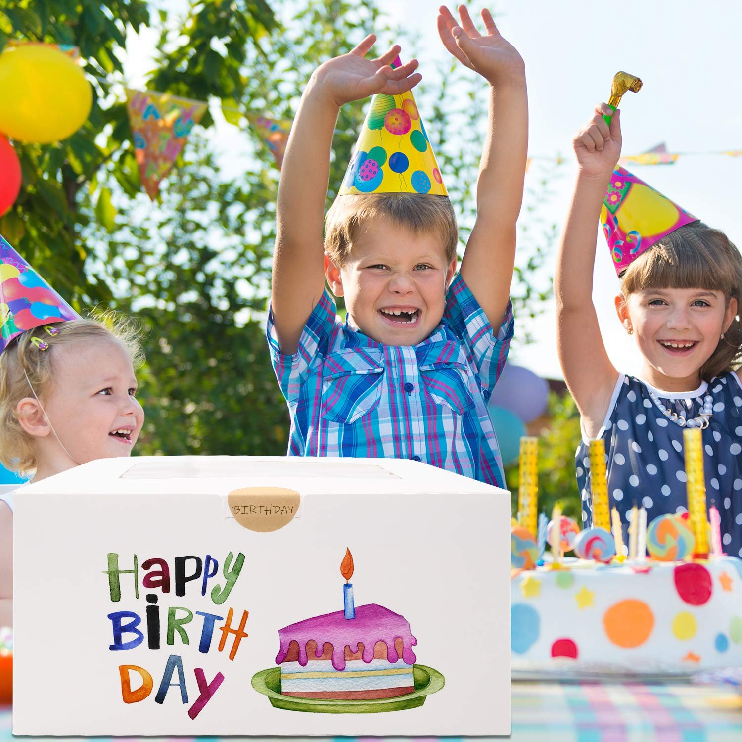White paper bakery box square cardboard disposable 12 x 12 x 6 12 inch packaging cake box with window