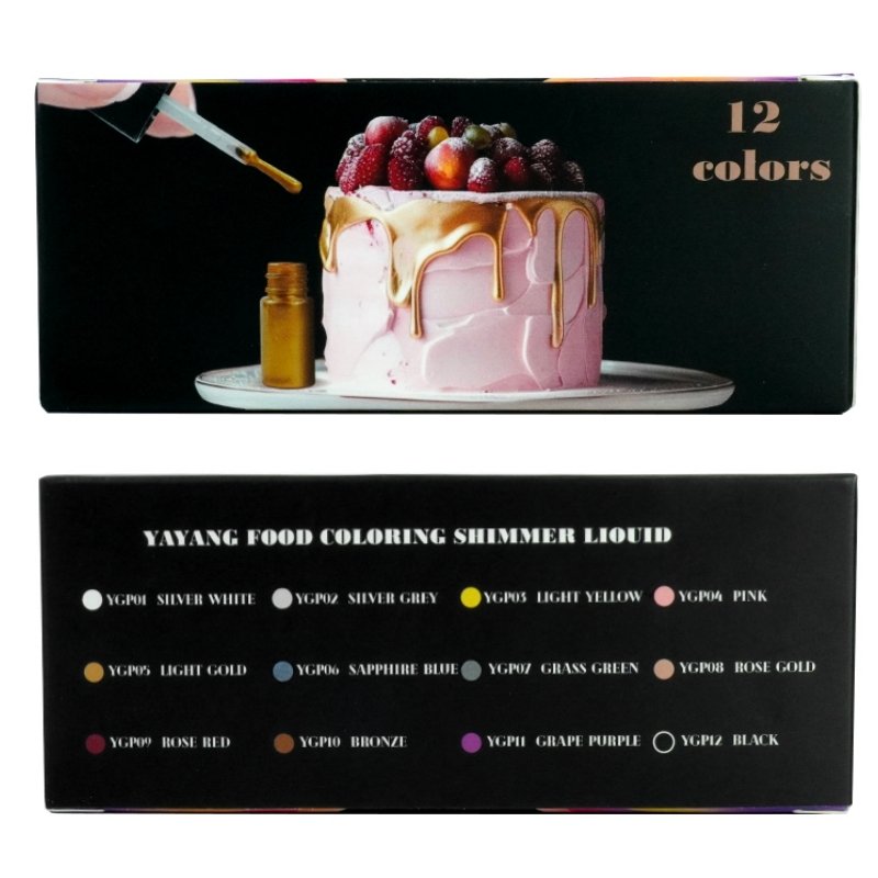 Food Grade Shimmer Liquid Coloring Set Glitter Edible Cake Decoration Food Coloring