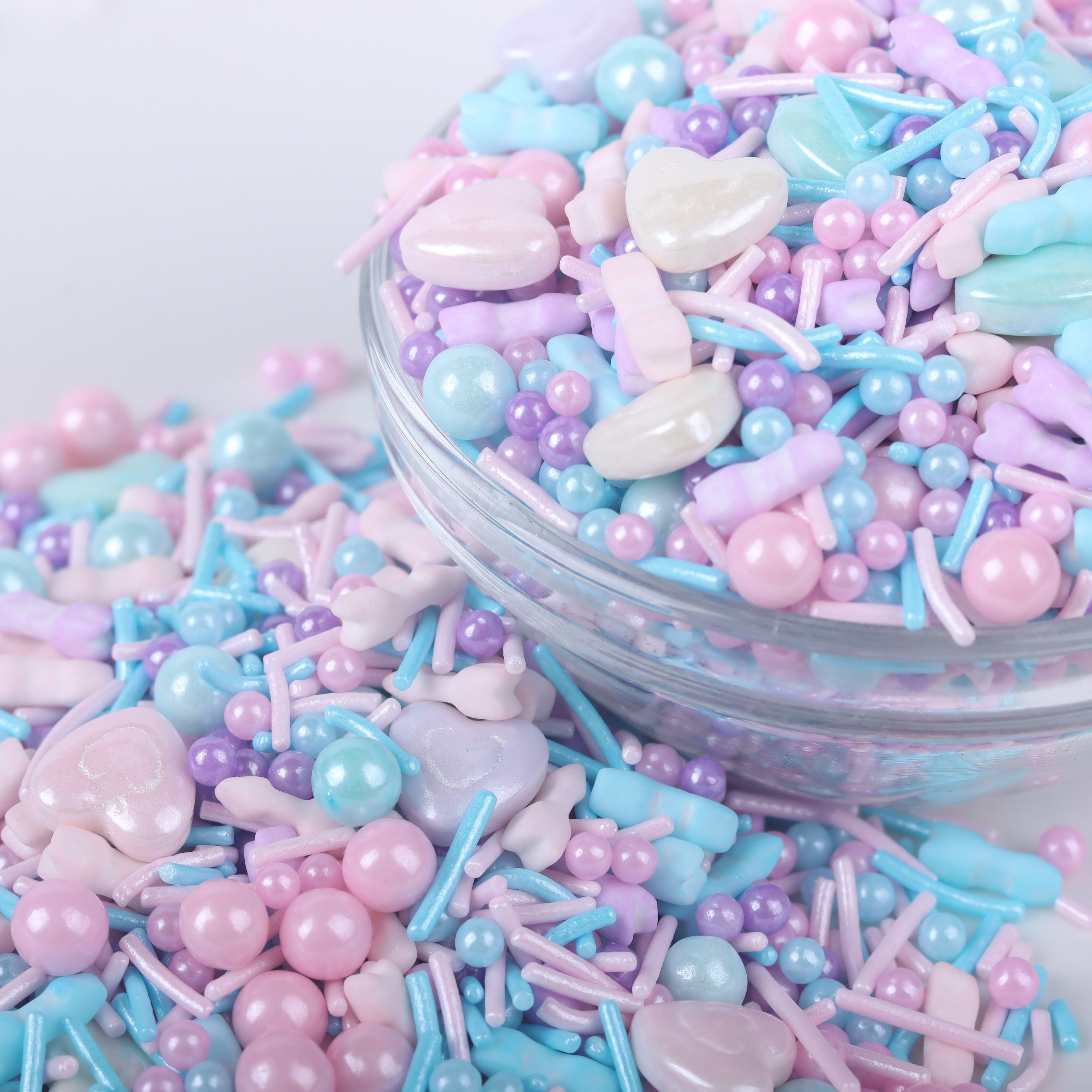 Lovebakery Valentine Cake Sprinkles Heart Press Candy Pearly Sugar Beads Vermicelli Sprinkles Edible Cake Decorations for Bake