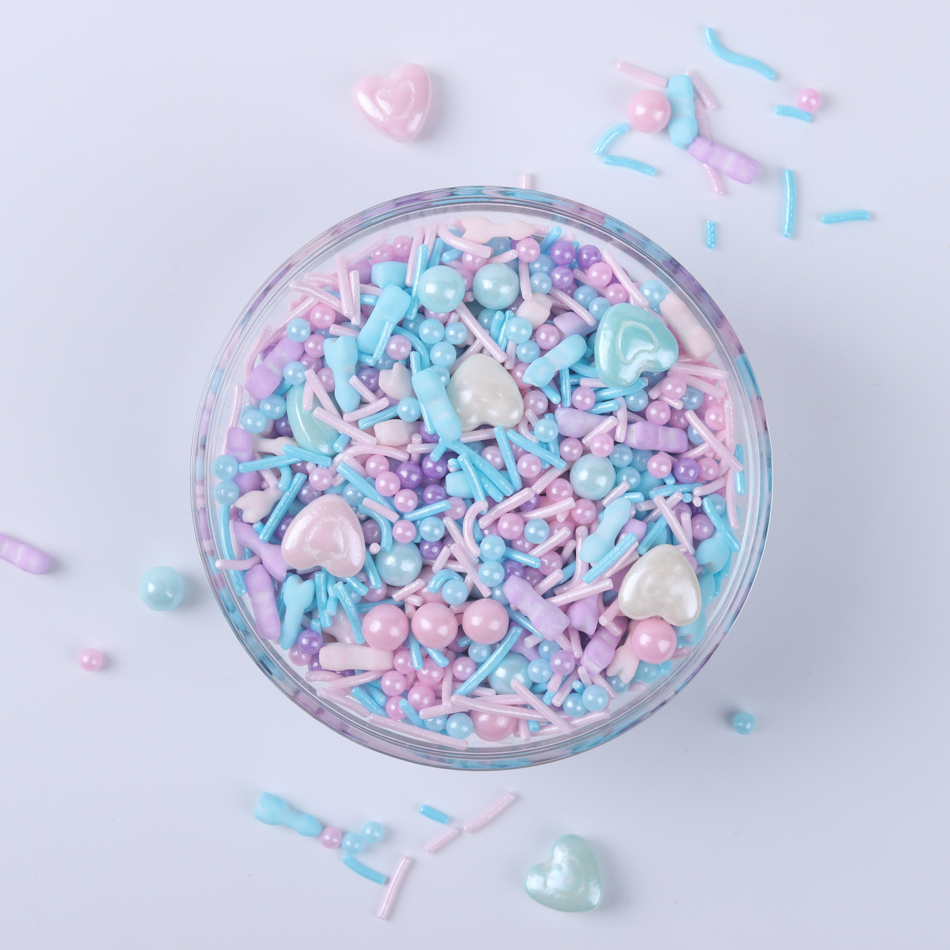 Lovebakery Valentine Cake Sprinkles Heart Press Candy Pearly Sugar Beads Vermicelli Sprinkles Edible Cake Decorations for Bake