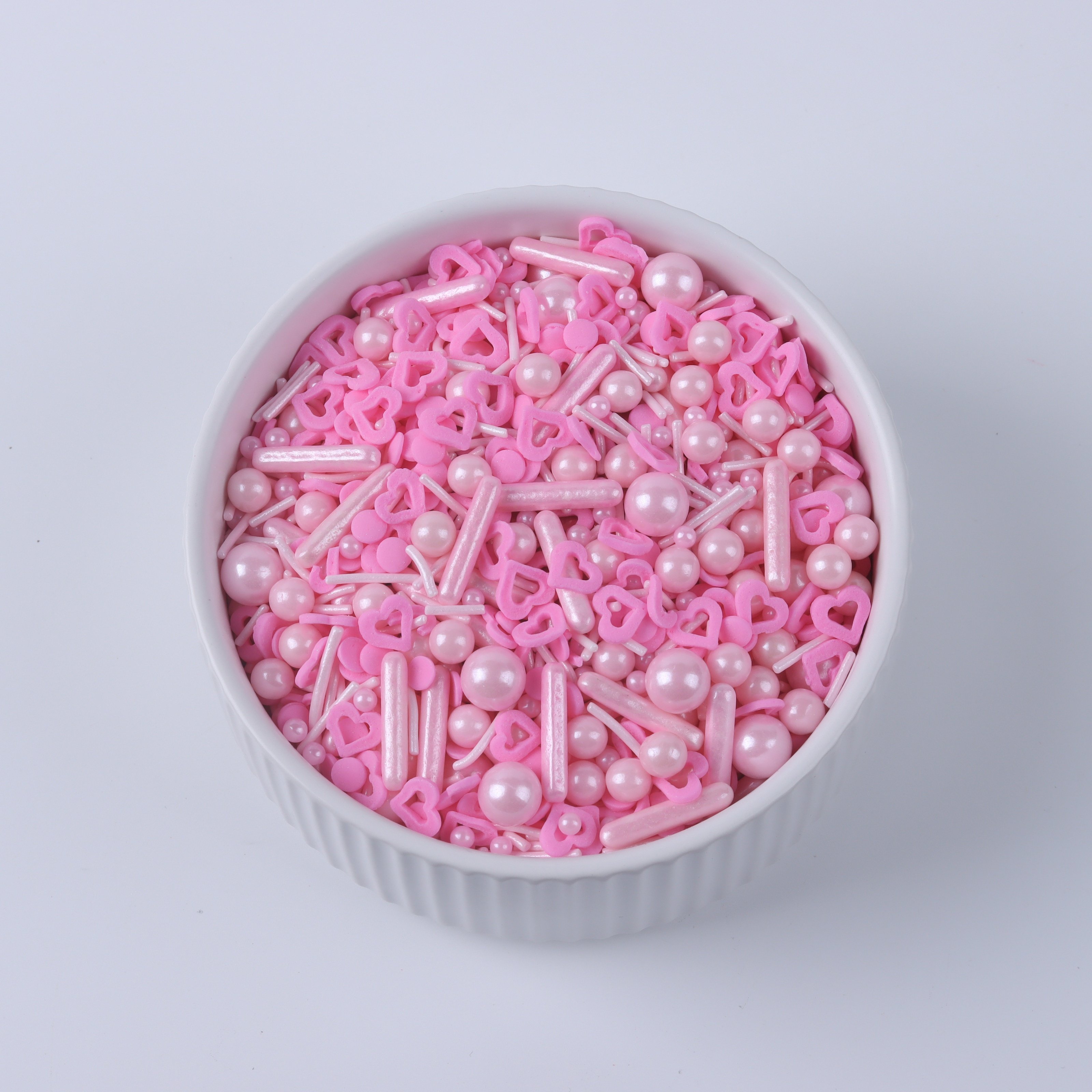 Lovebakery Pearl Sugar Rods Sprinkles Pink Hollow Confetti Edible Sprinkles Cake Decoration for Valentine Cake Decoration