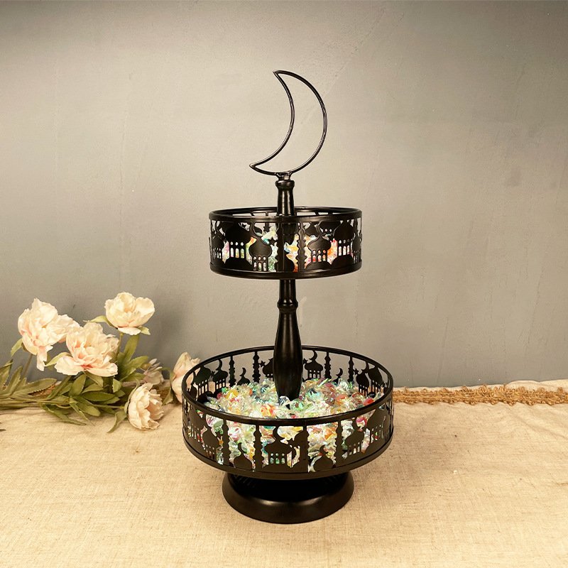 New Eid Mubarak European Style Dessert Two-layer Cake Rack Tray Muslim Festival Party Dessert Decoration