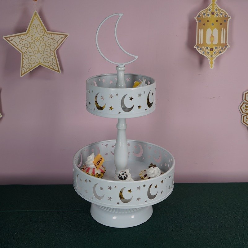 New Eid Mubarak European Style Dessert Two-layer Cake Rack Tray Muslim Festival Party Dessert Decoration