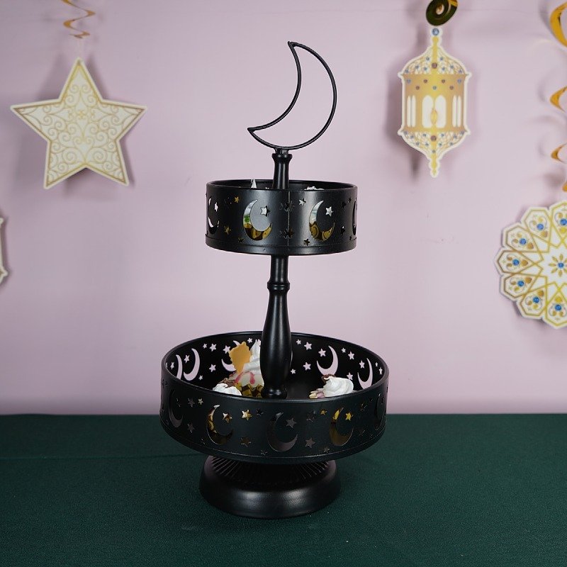 New Eid Mubarak European Style Dessert Two-layer Cake Rack Tray Muslim Festival Party Dessert Decoration