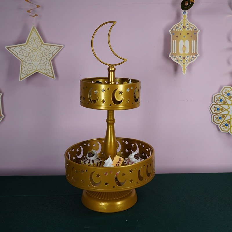 New Eid Mubarak European Style Dessert Two-layer Cake Rack Tray Muslim Festival Party Dessert Decoration