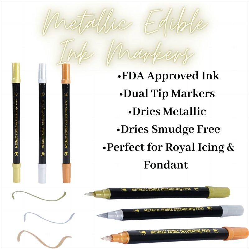 Food Grade Simmering Pens Metallic Food Coloring Markers For Cookie Cake Cupcake Fondant Baking Decorating