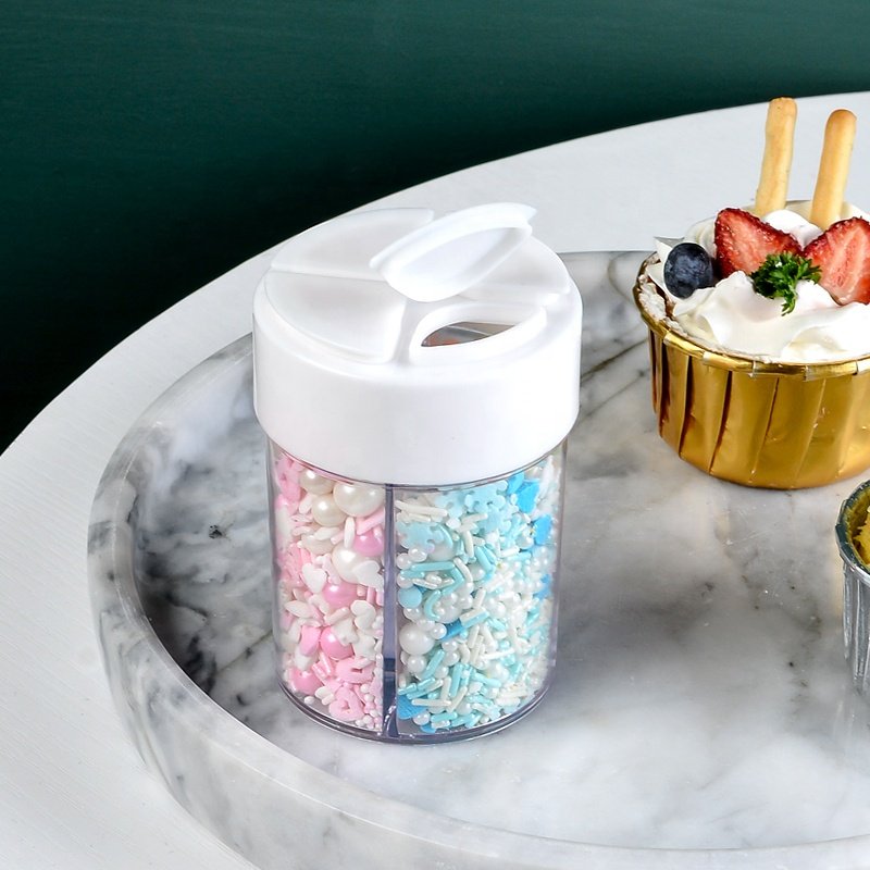 LOVEBAKERY 4 Cells Separate Compartment Sugar Beads Edible Baking Ingredients Bakery Sprinkles for Cake Decoration