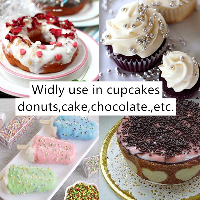 LOVEBAKERY 4 Cells Separate Compartment Sugar Beads Edible Baking Ingredients Bakery Sprinkles for Cake Decoration