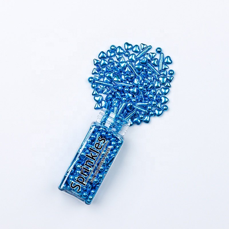LOVEBAKERY Blue Silver Sprinkles Customize designs For Ice Cream Chocolate Bakery Ingredients Sprinkles Cake Decorations
