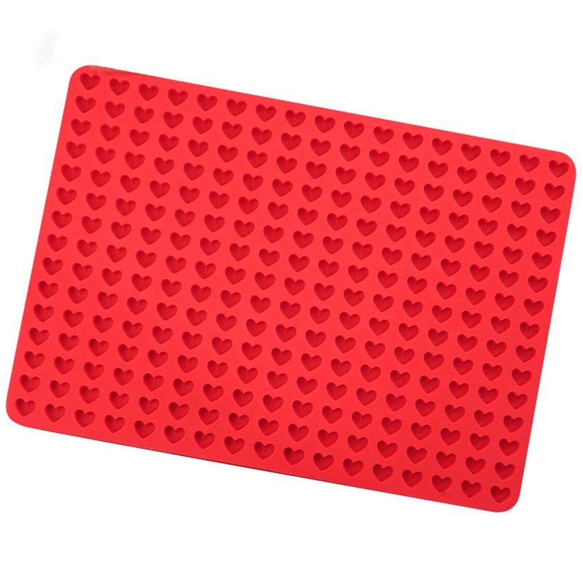 255 Cavity Mini Heart Shaped Cookies Pet Treats Baking Mold Small Dot Cake Decoration Silicone Baking Mat Cooking Sheets