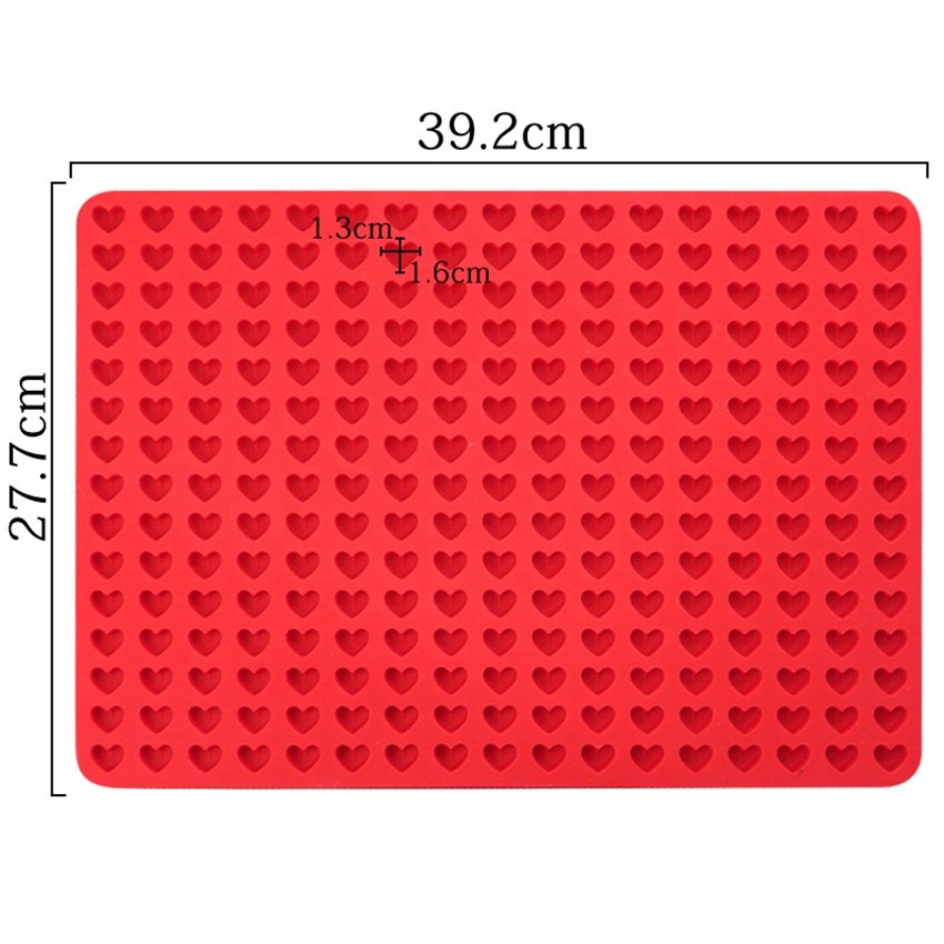 255 Cavity Mini Heart Shaped Cookies Pet Treats Baking Mold Small Dot Cake Decoration Silicone Baking Mat Cooking Sheets