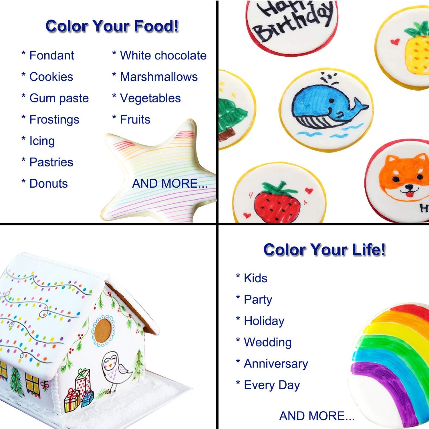Edible Pen Mutil Colors Edible Markers Metallic Food Grade Cake Decorating Tools