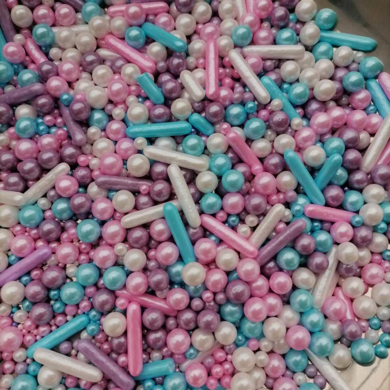 Metallic Rod Christmas Mixes Edible Sprinkles Sugar Pearls Beads for Cake Decorating Cake Decorating Supplies Edible Sprinkles