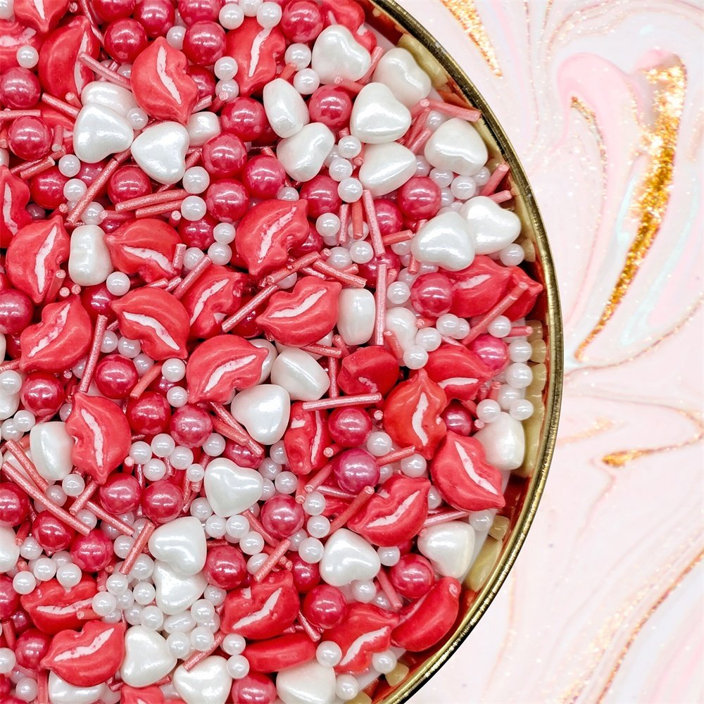 Wholesale Supplies bakery decoration ingredients sprinkles solid valentines edible sprinkles sugar beads for cake decorations