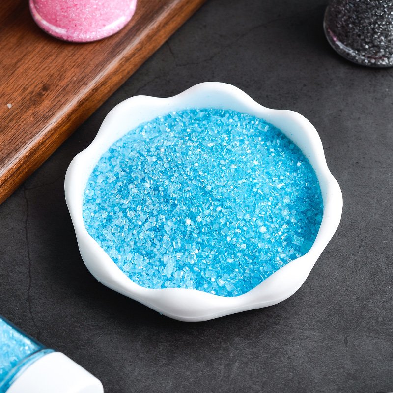 Factory direct mix color edible rock candy polished 15 mesh rainbow sugar crystal in 85g bottle for bakery decoration