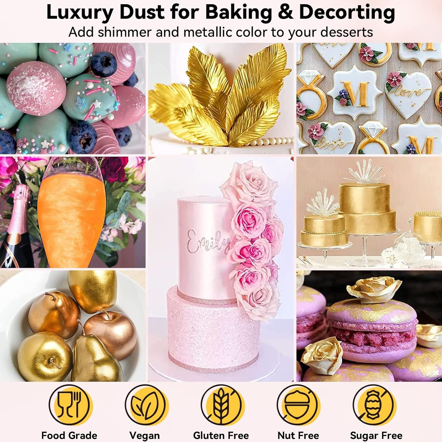 Food Additive Cake Glitter Edible Luster Dust for Beverage Chocolate Cookies