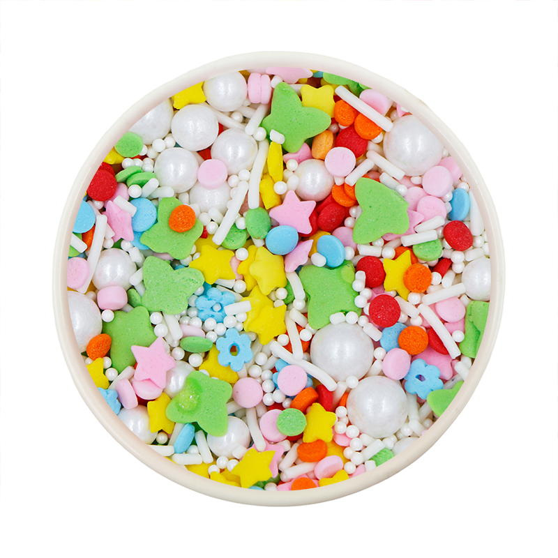 Children's Day Edible Sprinkles Green Butterfly Pink Star Jimmies Sugar Beads Certified Halal Packaged in Bottle for Bakeries