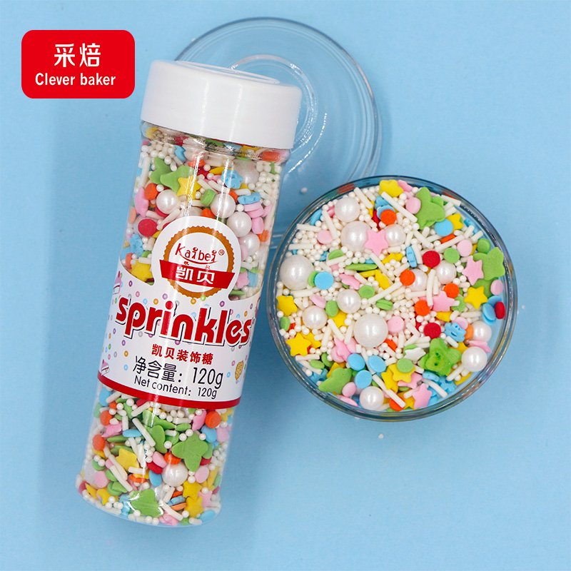 Children's Day Edible Sprinkles Green Butterfly Pink Star Jimmies Sugar Beads Certified Halal Packaged in Bottle for Bakeries