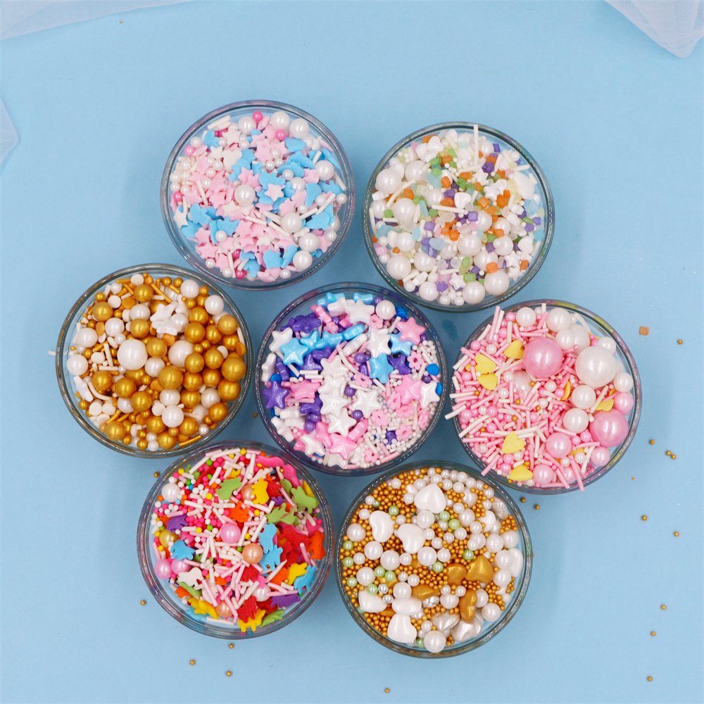 Children's Day Edible Sprinkles Green Butterfly Pink Star Jimmies Sugar Beads Certified Halal Packaged in Bottle for Bakeries