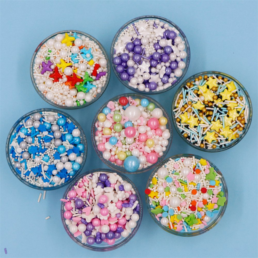 Children's Day Edible Sprinkles Green Butterfly Pink Star Jimmies Sugar Beads Certified Halal Packaged in Bottle for Bakeries