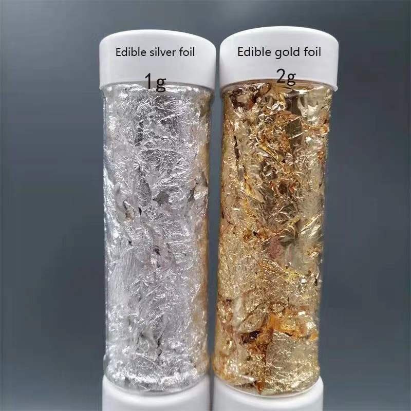 2g per bottle golden leaf gold foil 10 pieces per bottle sliver leaf foil only decorated sprinkles for cake decoration