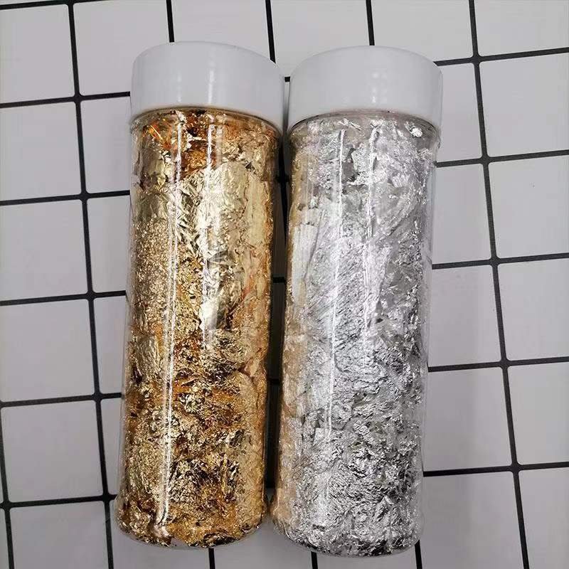 2g per bottle golden leaf gold foil 10 pieces per bottle sliver leaf foil only decorated sprinkles for cake decoration