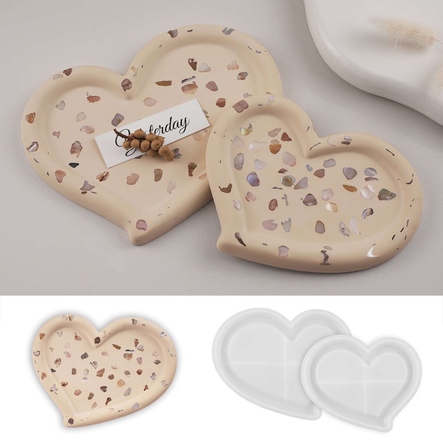 diy gypsum cement love irregular shape tray silicone mold for dishwashing table storage tray storage mold home decoration