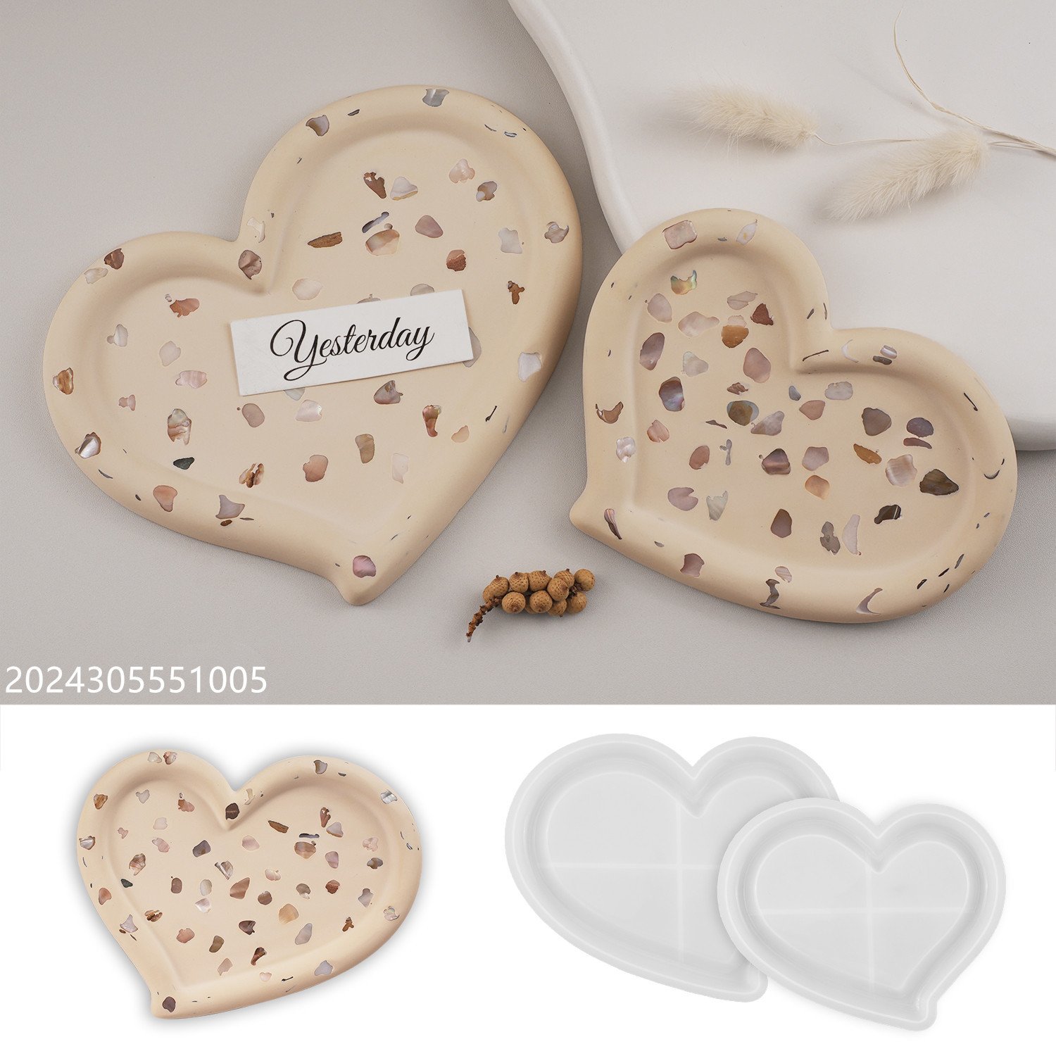 diy gypsum cement love irregular shape tray silicone mold for dishwashing table storage tray storage mold home decoration