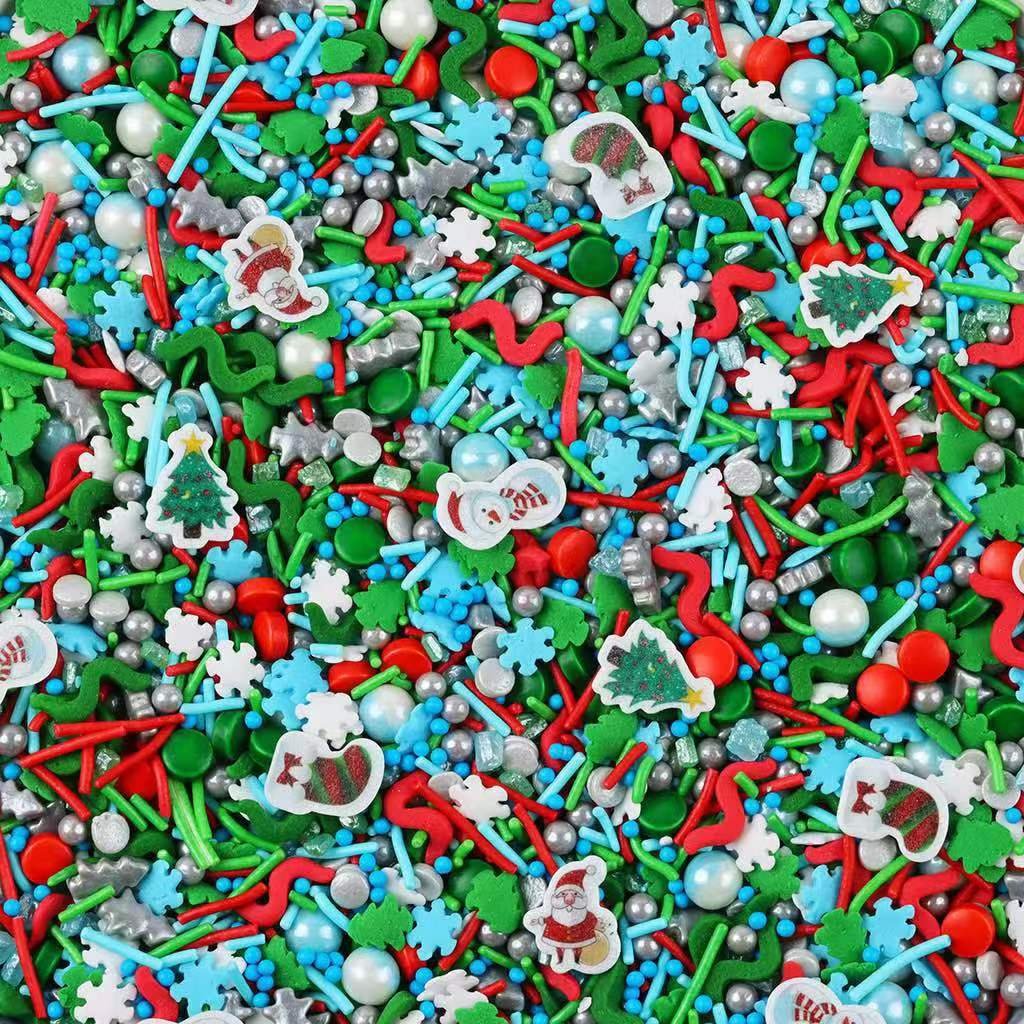 2023 Factory price Xmas cake decorating supplies bakeware baubles 500g comestible creative Navidad oblate sugar beads sprinkles