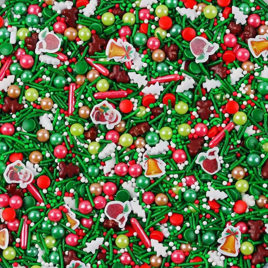 2023 Factory price Xmas cake decorating supplies bakeware baubles 500g comestible creative Navidad oblate sugar beads sprinkles