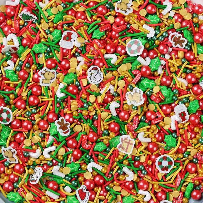 2023 Factory price Xmas cake decorating supplies bakeware baubles 500g comestible creative Navidad oblate sugar beads sprinkles