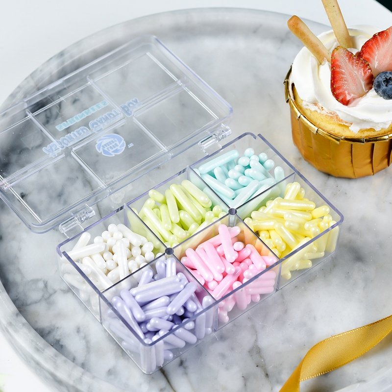 Sugar Rods Pressed Candy Sprinkles Bakery Decoration Ingredients Assorted In 6 Cells Box Wedding Dragee