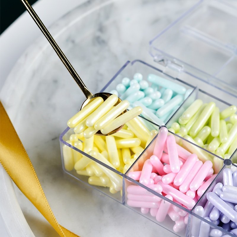 Sugar Rods Pressed Candy Sprinkles Bakery Decoration Ingredients Assorted In 6 Cells Box Wedding Dragee