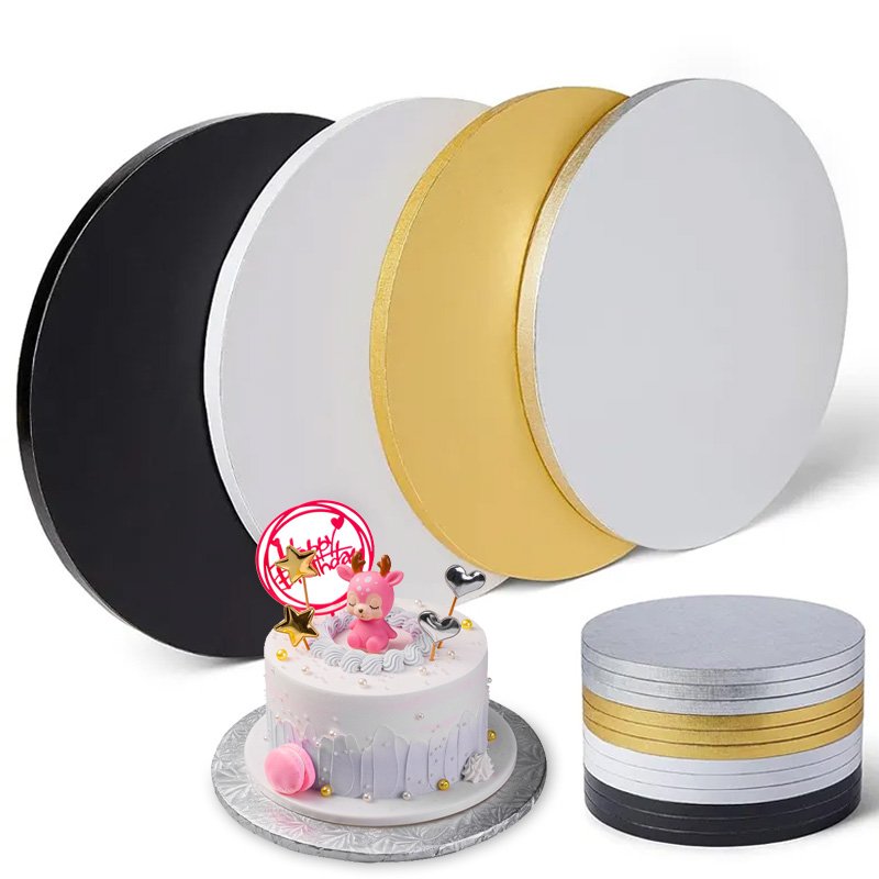 Custom 6 8 10 12 14 Inch White Gold Silver Corrugated Cake Board Base Christmas Cake Drums Wholesale