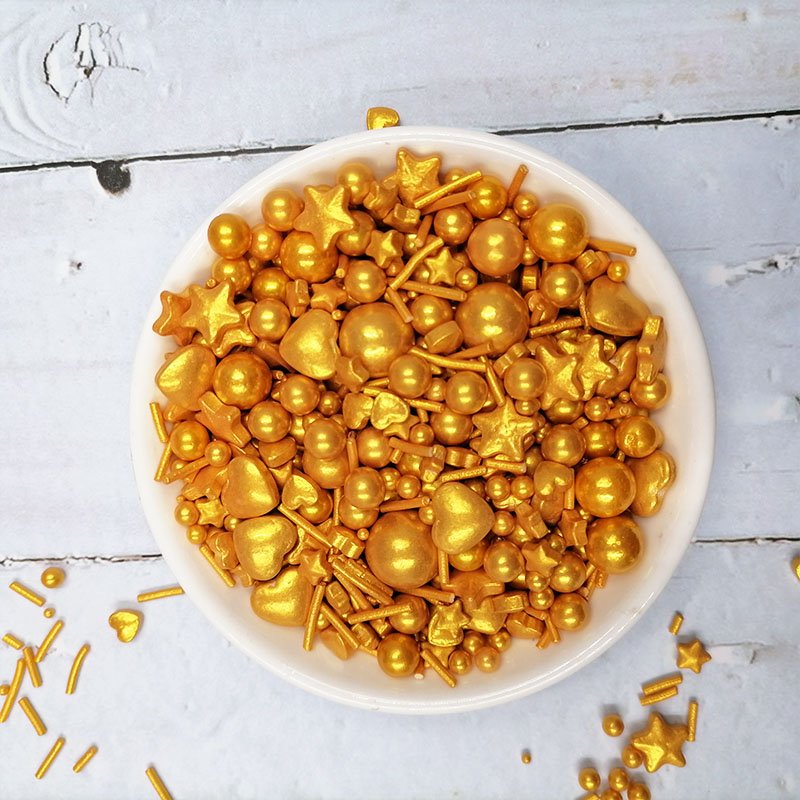 Edible Golden Sugar Pearl Sprinkles 120g Baked Cake Crumbs Cupcakes and Cake Top cookies Decoration Wedding Party Valentine's Da