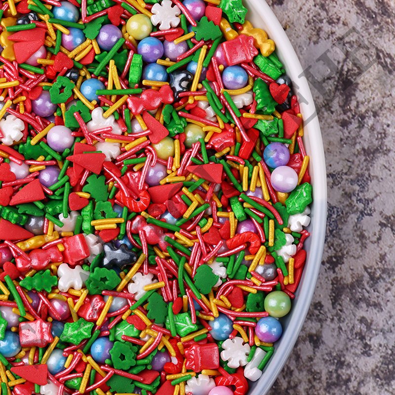 Bulk Edible Christmas Cake Toppers Sprinkles Christmas Gift Shape Press Candy Cake Sprinkles Navidad Cake Decoration for Baking