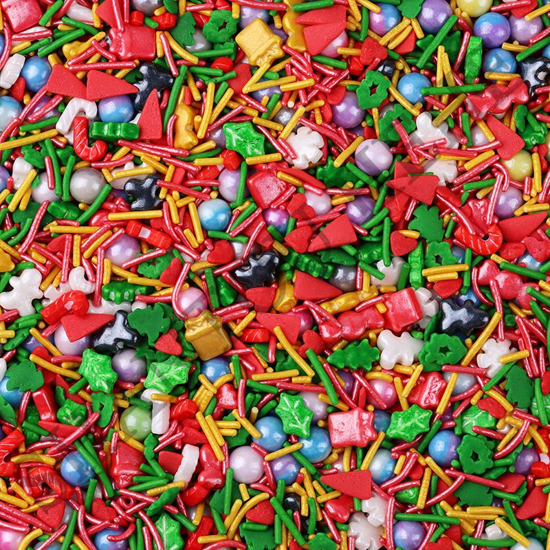 Bulk Edible Christmas Cake Toppers Sprinkles Christmas Gift Shape Press Candy Cake Sprinkles Navidad Cake Decoration for Baking
