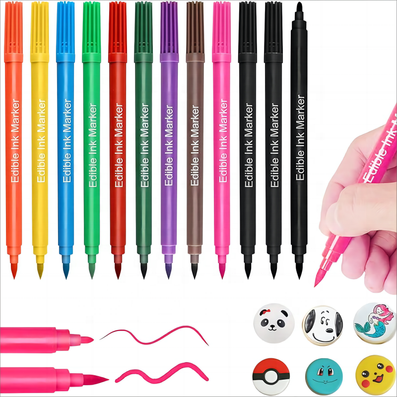 Food Coloring Pens Double Sided Food Grade Edible Marker Gourmet Writers for Decorating Fondant Cakes Cookies