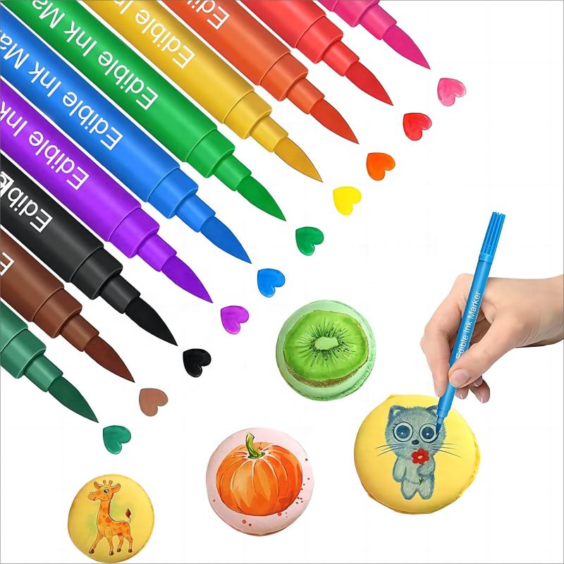 Food Coloring Pens Double Sided Food Grade Edible Marker Gourmet Writers for Decorating Fondant Cakes Cookies