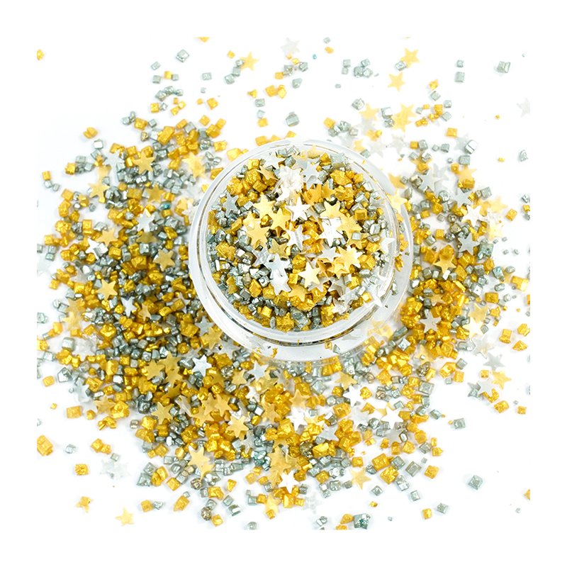 Edible Glitter Sprinkle Mix for Baking Sparkly Sugar Edible Glitter Stars Cookie Decorating